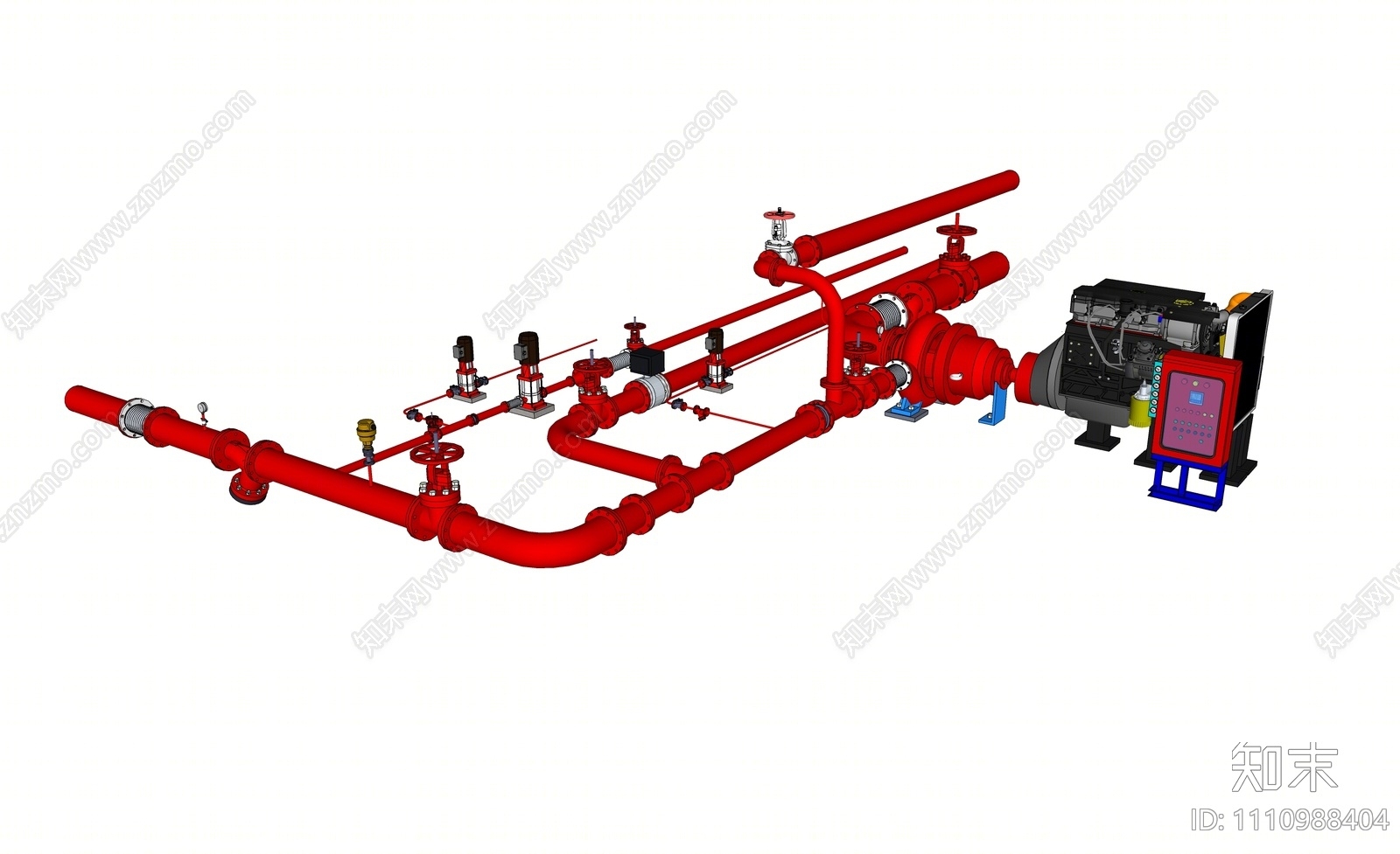 工业水泵管道SU模型下载【ID:1110988404】