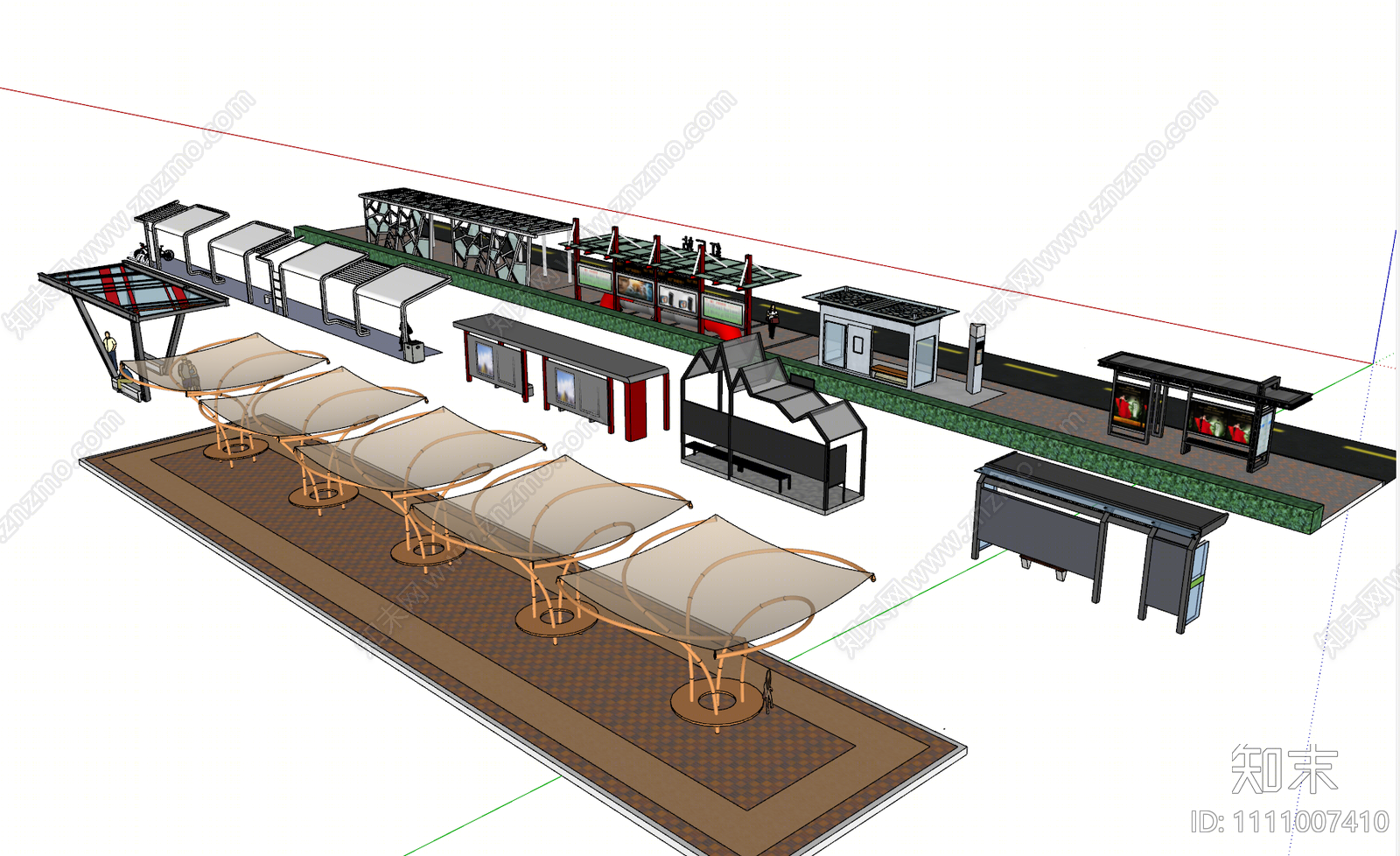 现代公交站台SU模型下载【ID:1111007410】