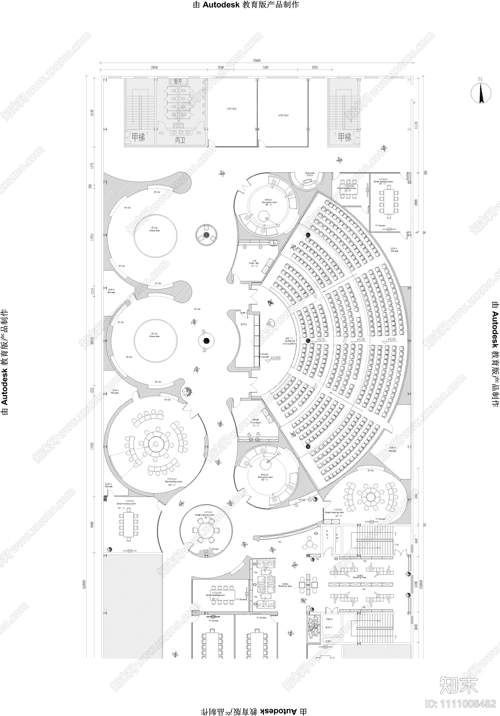 现代办公空间展厅施工图下载【ID:1111008482】
