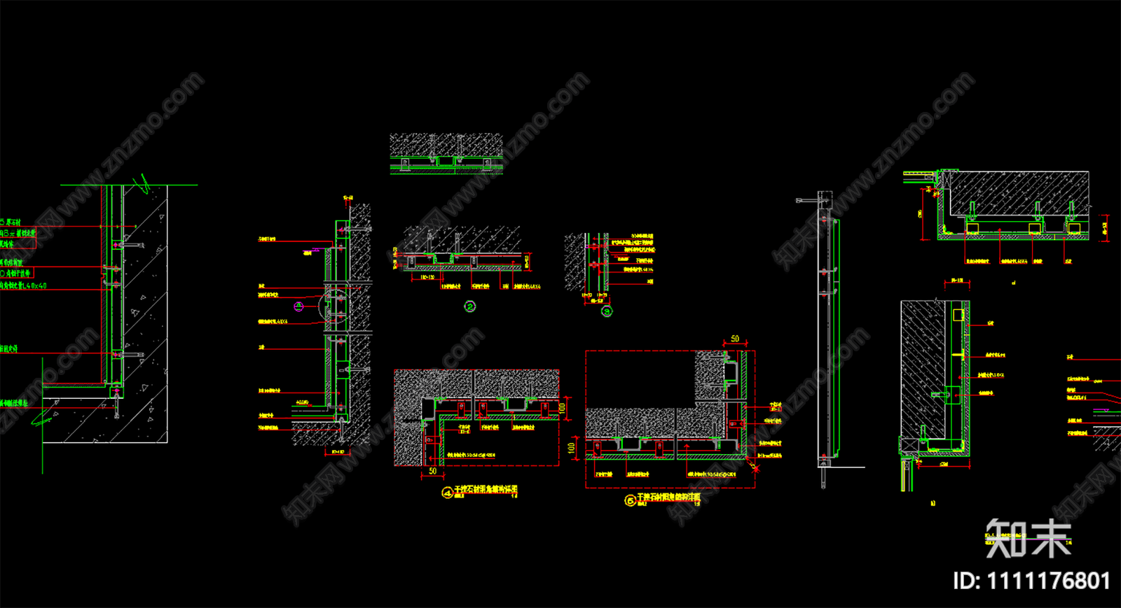 干挂石材隐形门节点施工图下载【ID:1111176801】