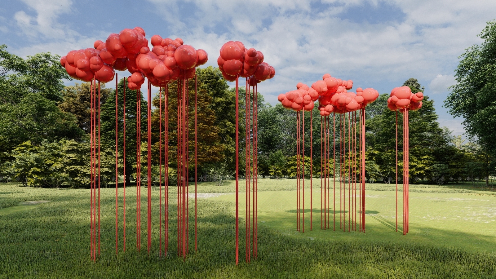 现代网红云朵雕塑小品SU模型下载【ID:1111013298】