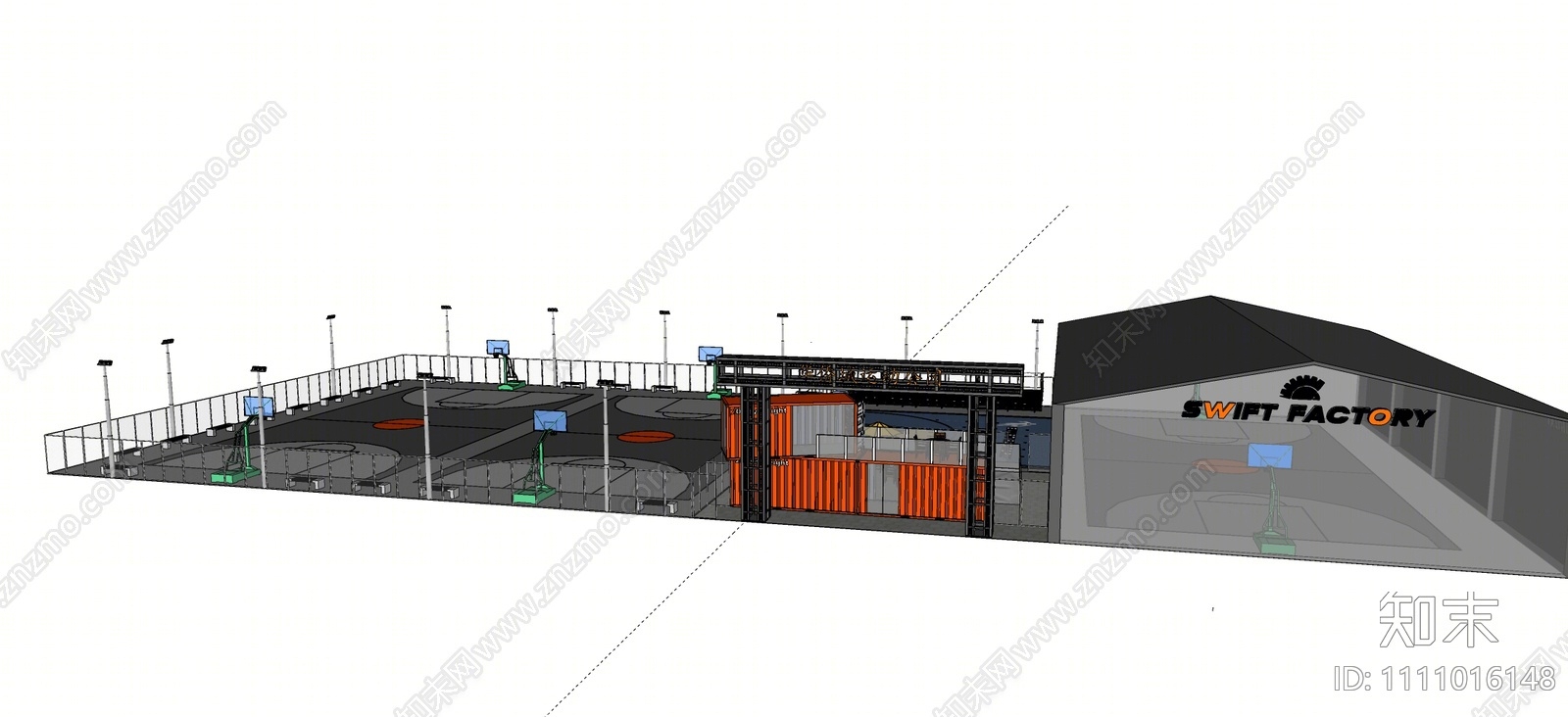 现代篮球场SU模型下载【ID:1111016148】