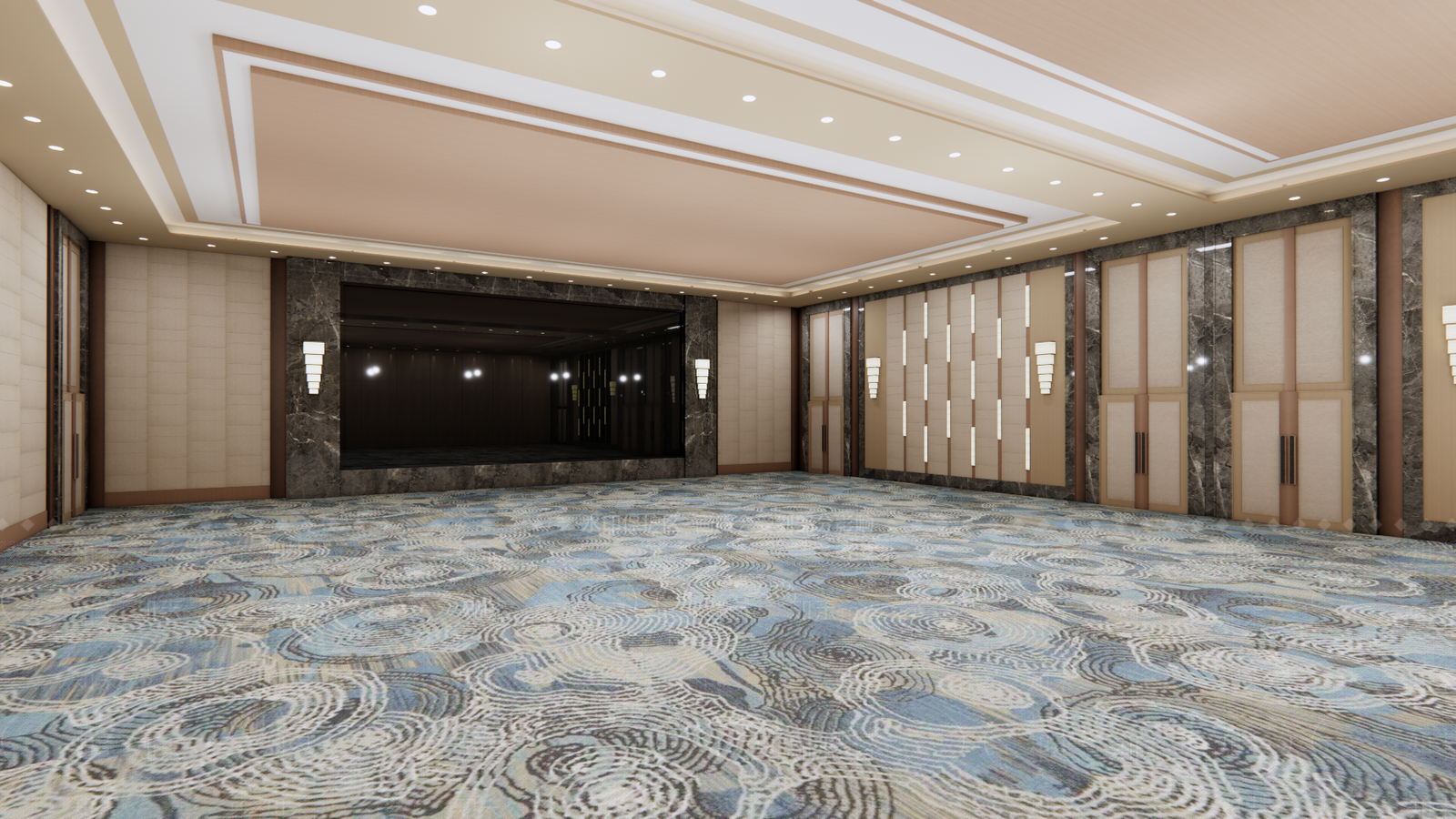 现代酒店宴会厅SU模型下载【ID:1111037871】