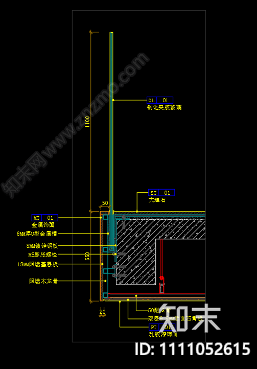 纯玻璃栏河栏杆cad施工图下载【ID:1111052615】