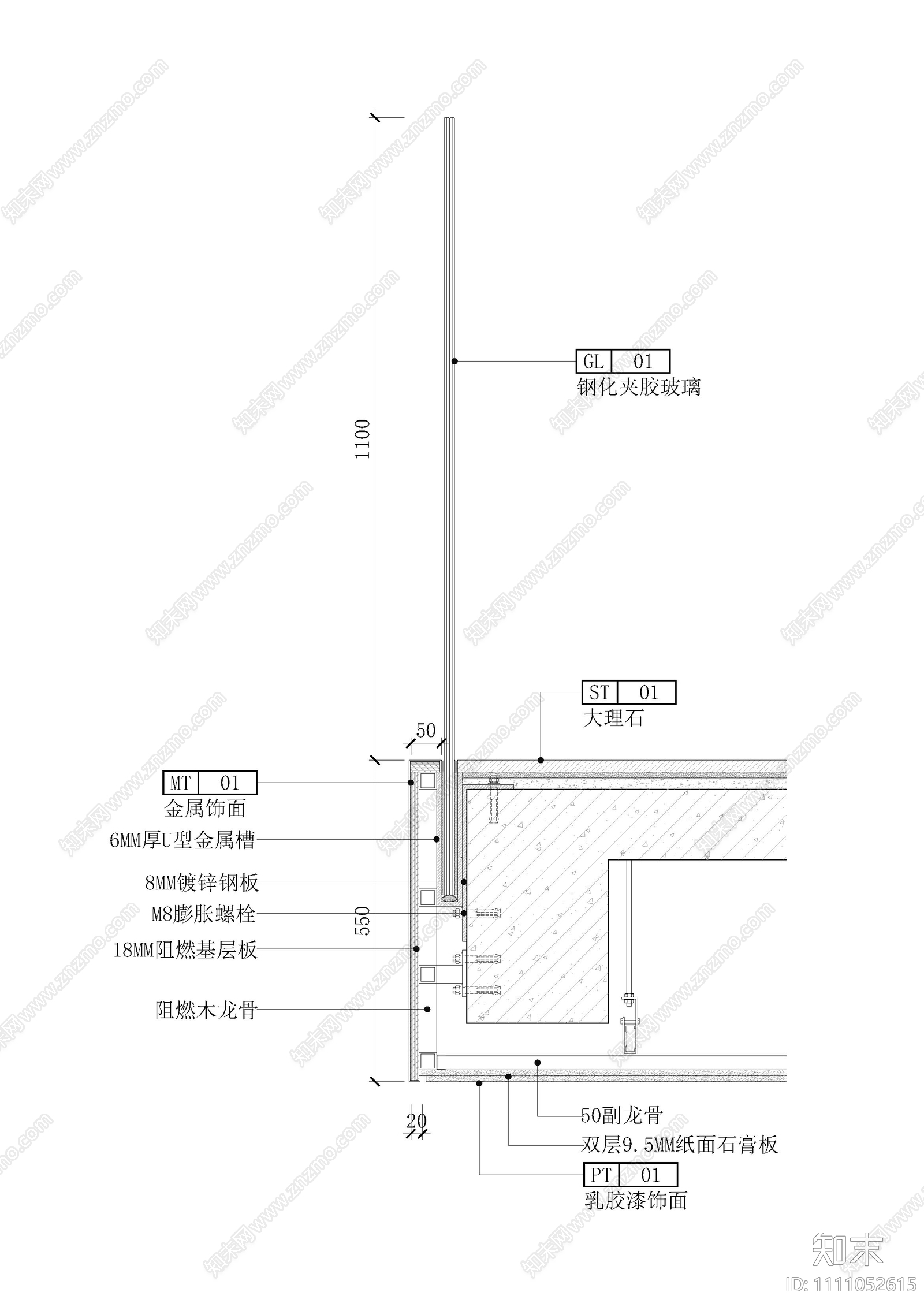 纯玻璃栏河栏杆cad施工图下载【ID:1111052615】