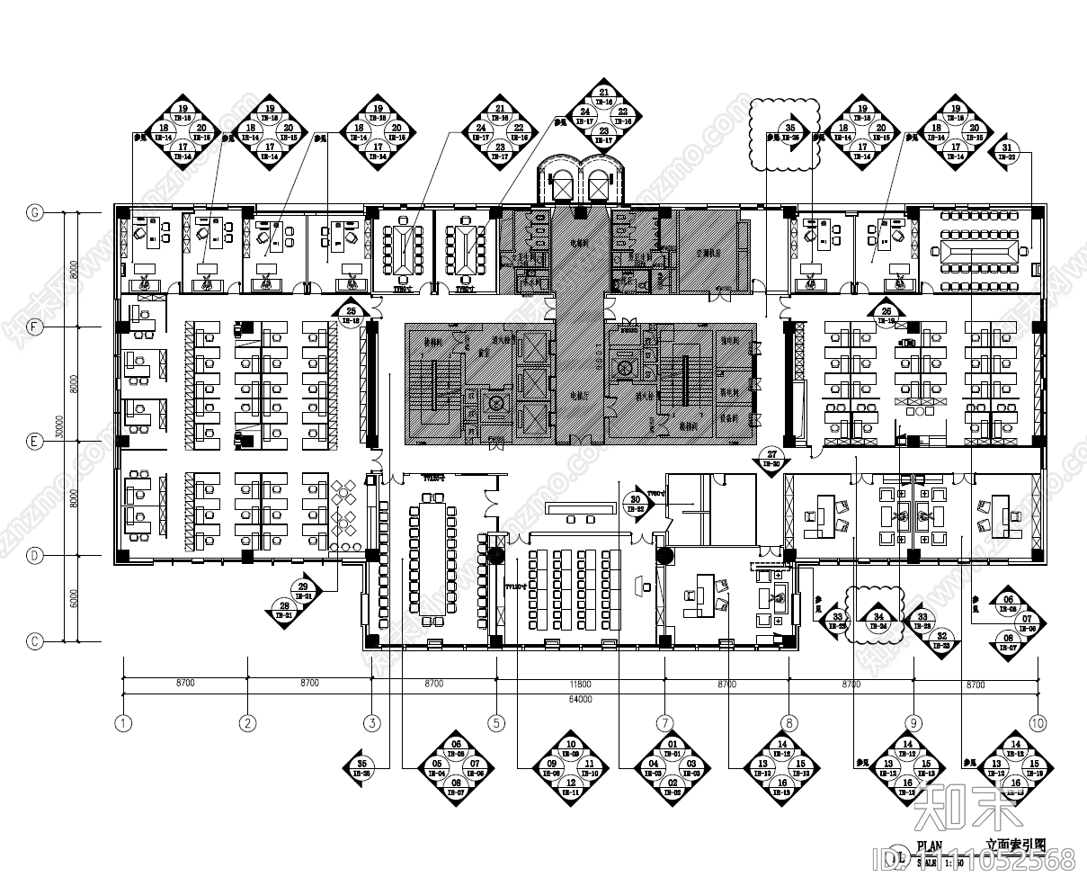 中国石油办公室CAD施工图cad施工图下载【ID:1111052568】