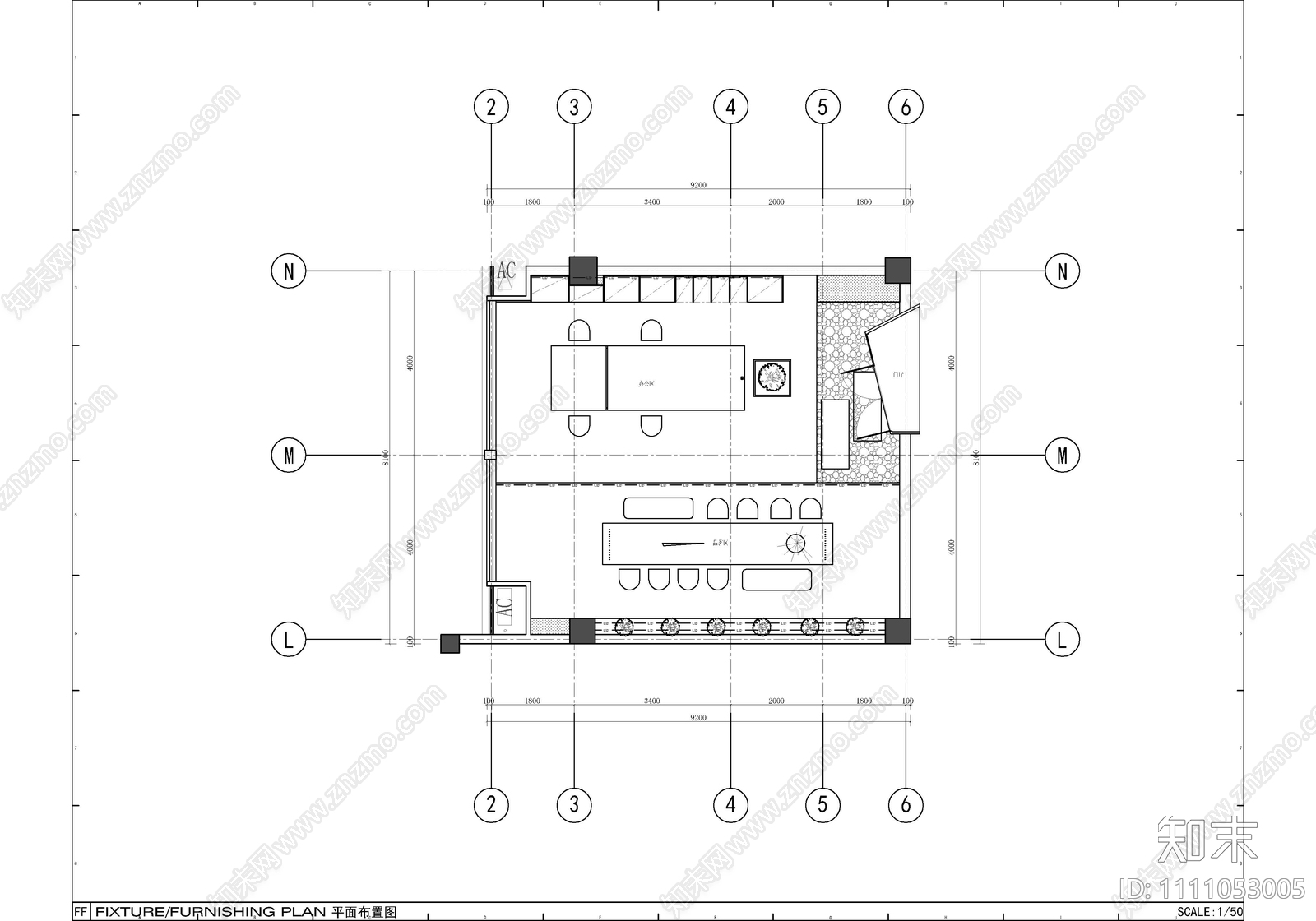 现代简约精致私人办公室CAD施工图cad施工图下载【ID:1111053005】