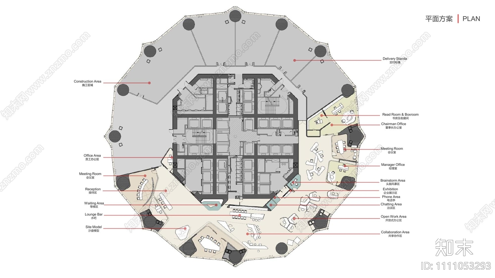 某办公大楼大堂cad施工图下载【ID:1111053293】