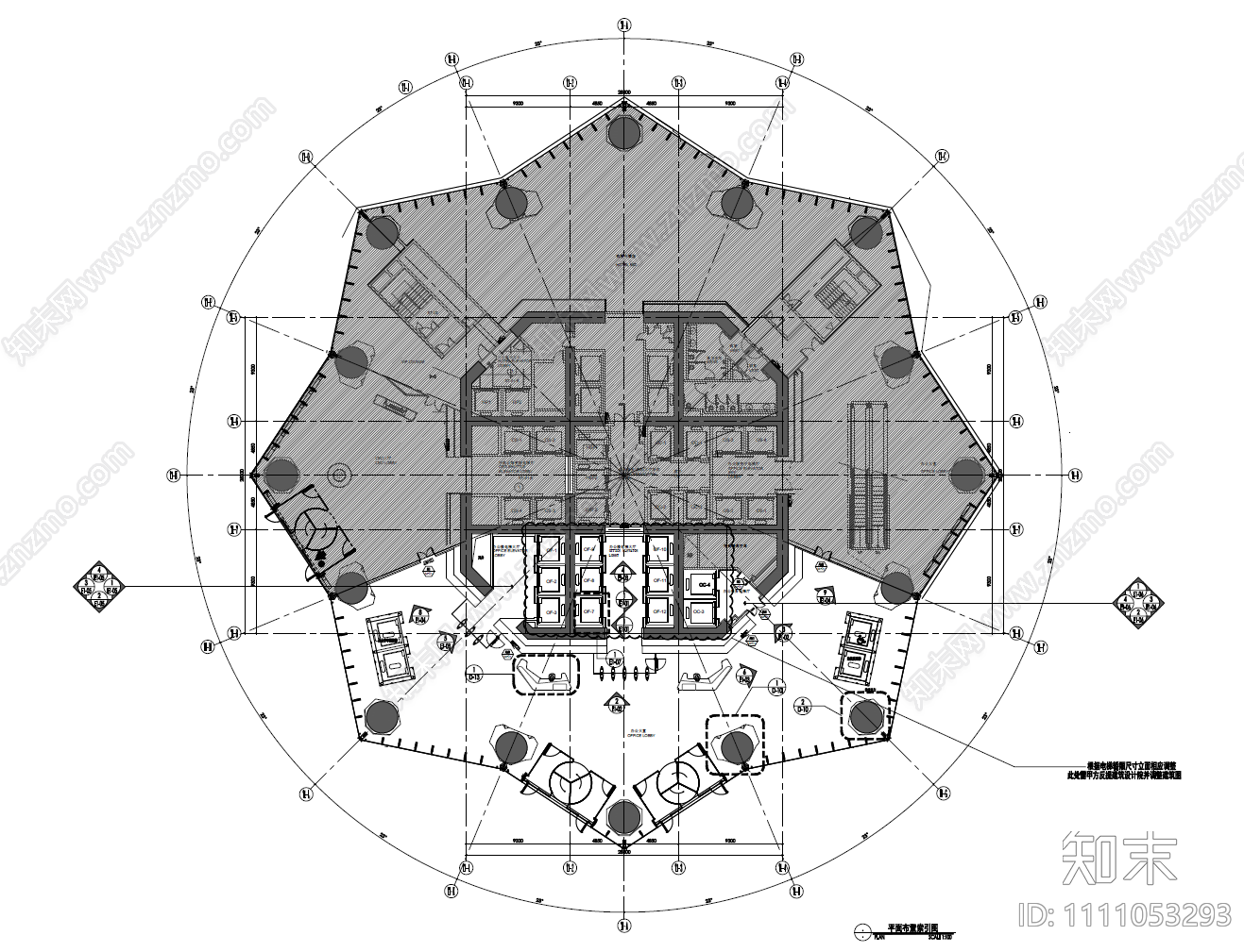 某办公大楼大堂cad施工图下载【ID:1111053293】