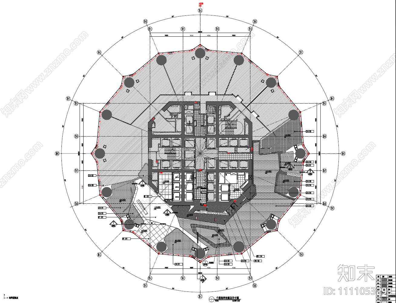 某办公大楼大堂cad施工图下载【ID:1111053293】