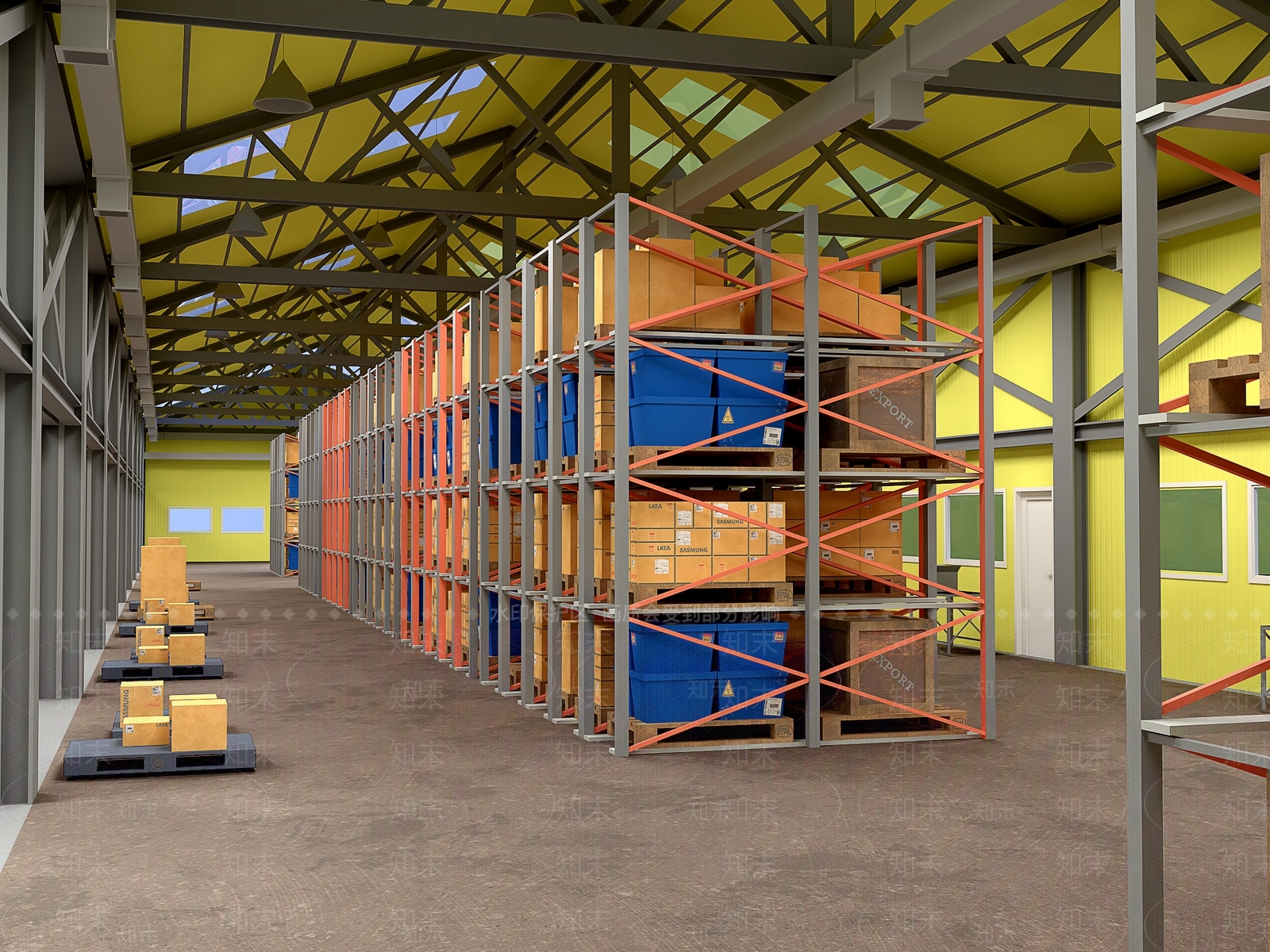 现代仓库3d模型下载【id:1111055430】