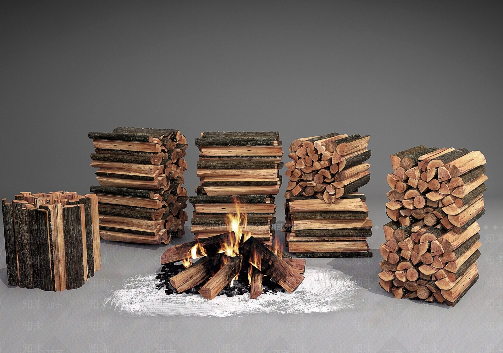 现代柴火堆3D模型下载【ID:1111055453】