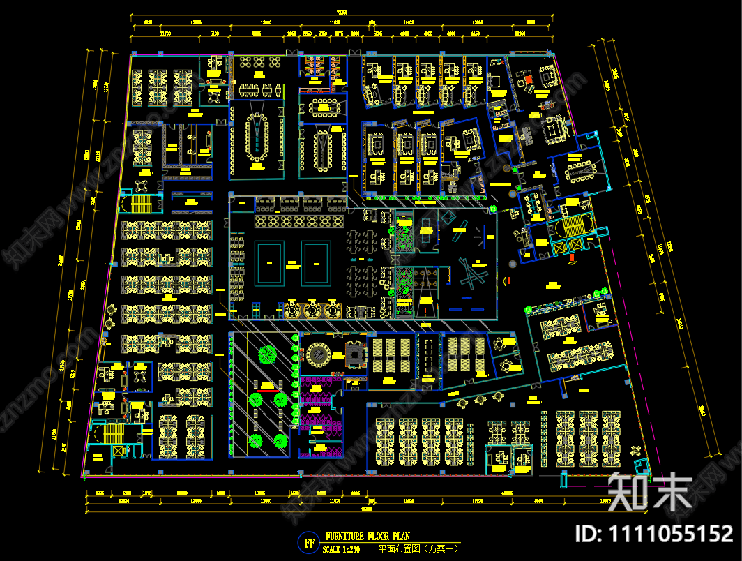 大型办公室平面布置图施工图下载【ID:1111055152】