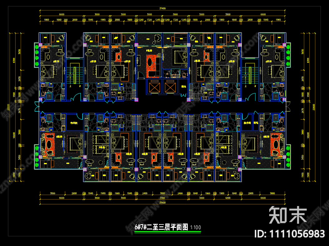 温泉酒店平面布置图cad施工图下载【ID:1111056983】