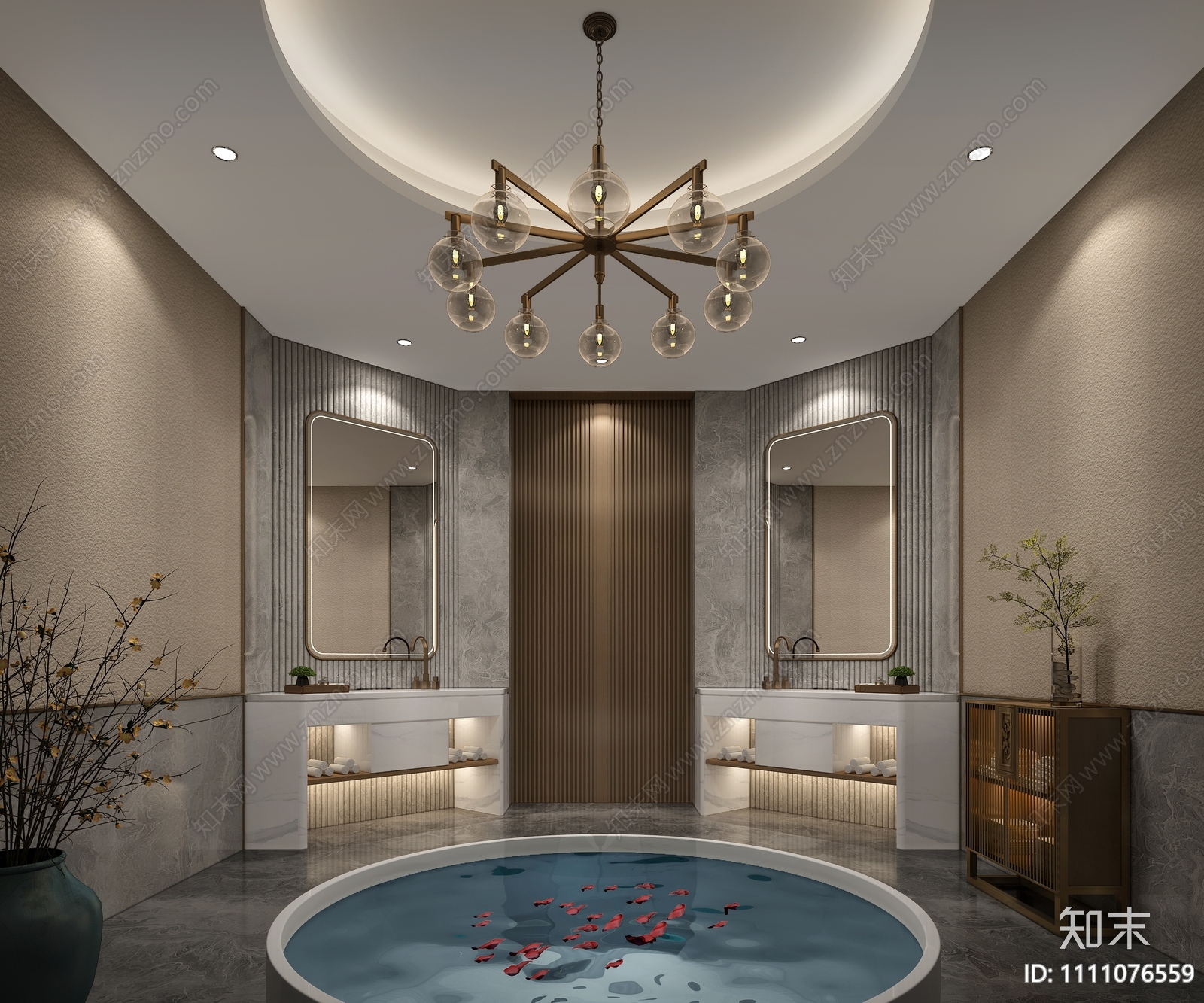 温泉度假商务酒店客房洗浴桑拿会所中心施工图下载【ID:1111076559】