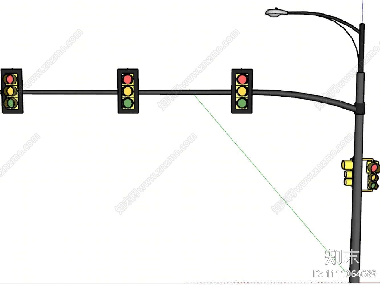 现代交通信号灯SU模型下载【ID:1111064689】