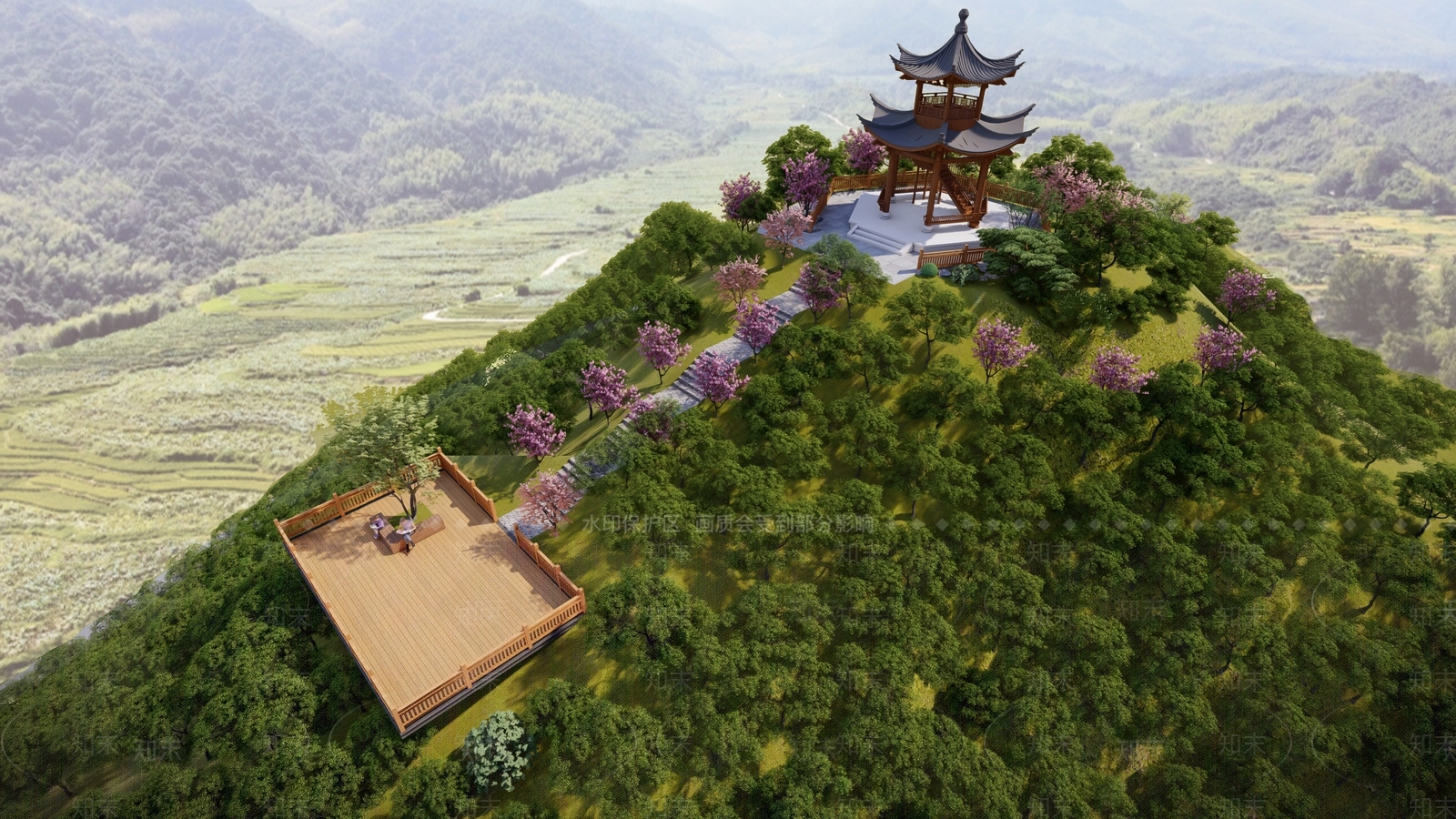 中式六角亭SU模型下载【ID:1111078202】