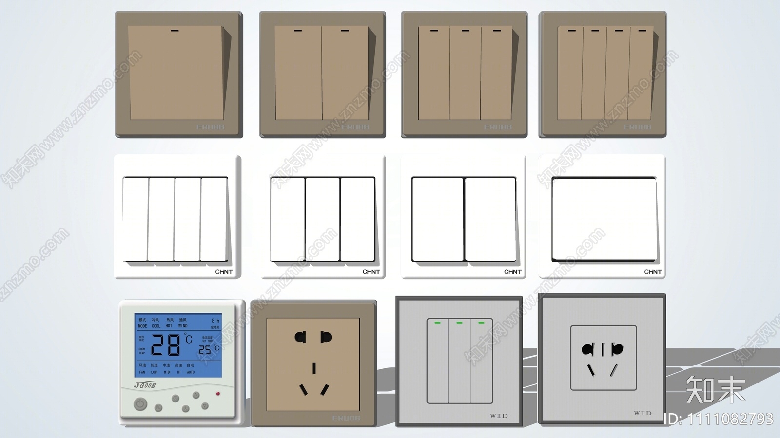 现代开关插座SU模型下载【ID:1111082793】