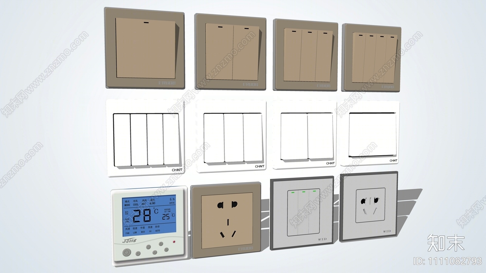 现代开关插座SU模型下载【ID:1111082793】