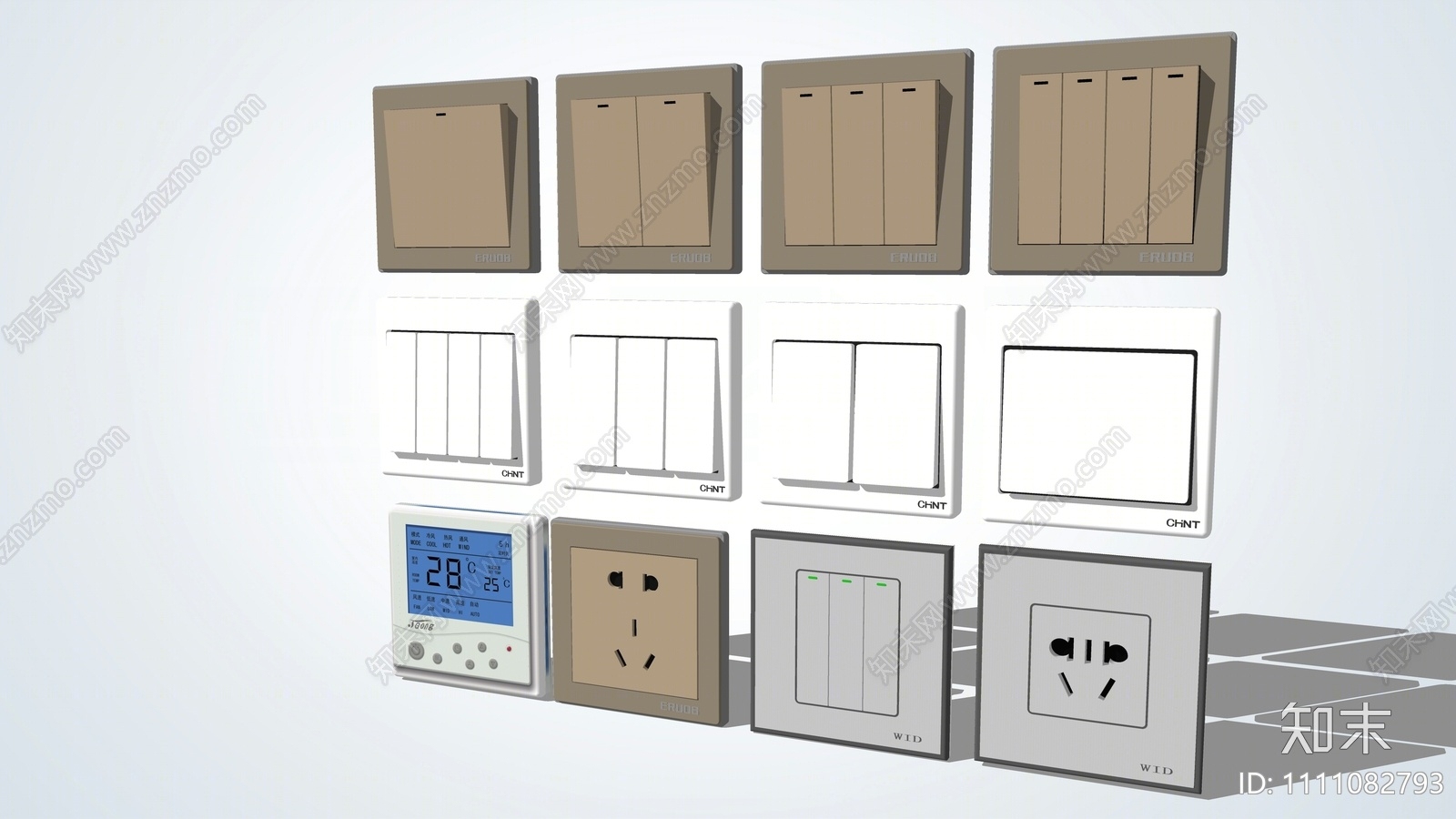 现代开关插座SU模型下载【ID:1111082793】