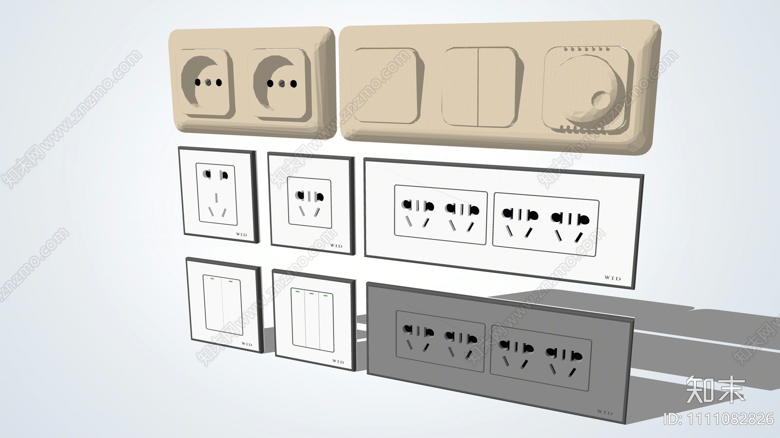 现代开关插座SU模型下载【ID:1111082826】