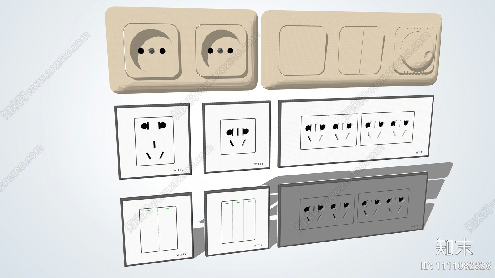 现代开关插座SU模型下载【ID:1111082826】