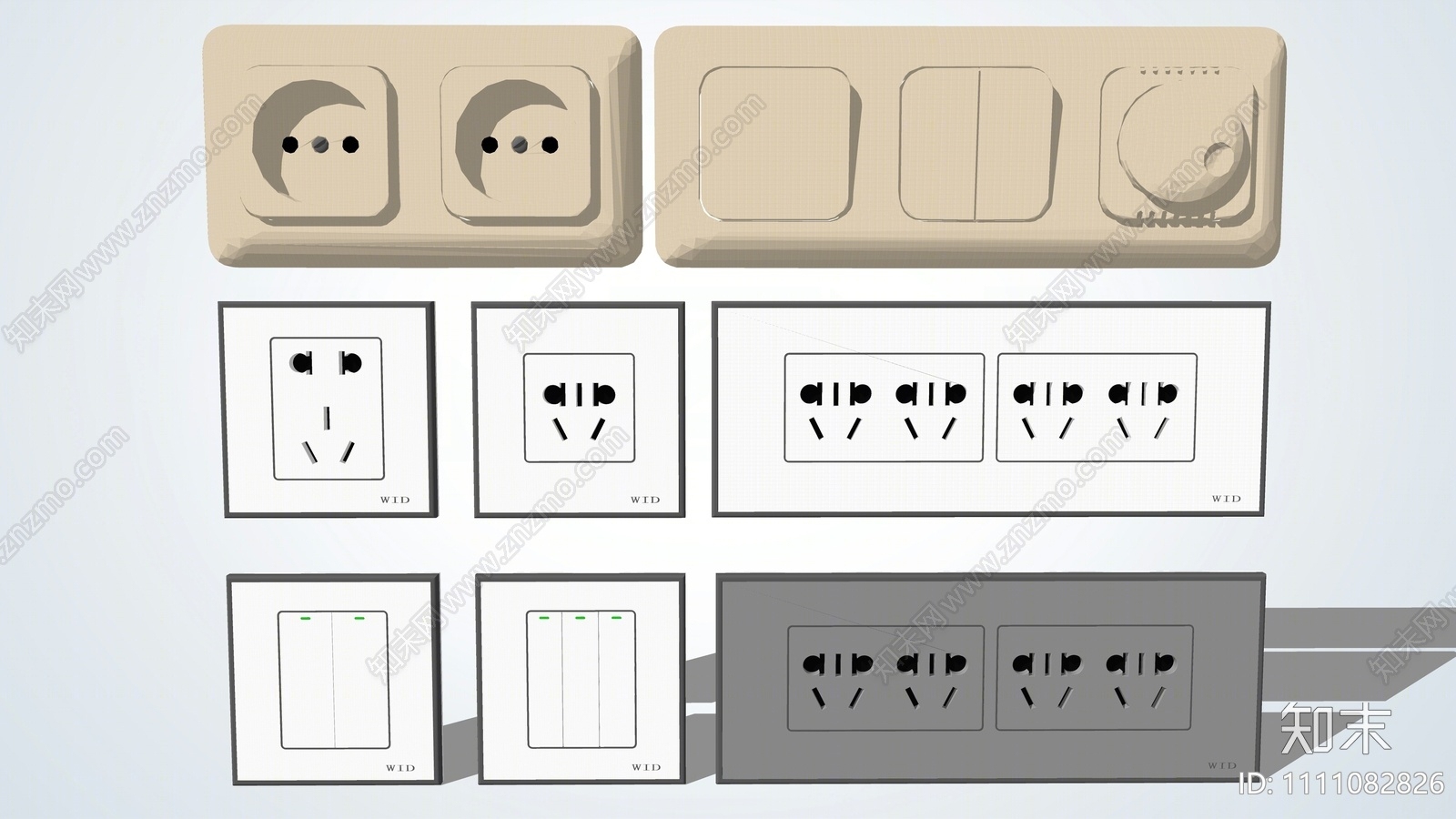 现代开关插座SU模型下载【ID:1111082826】
