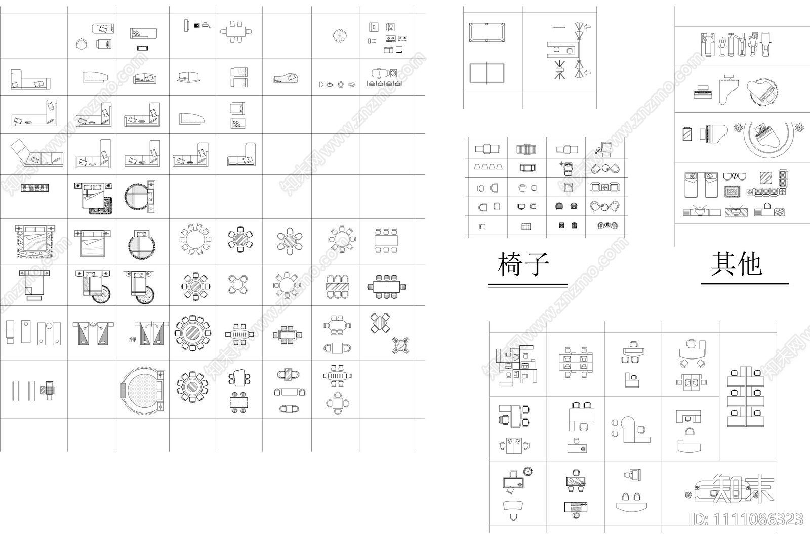 沙发软装平面图库施工图下载【ID:1111086323】