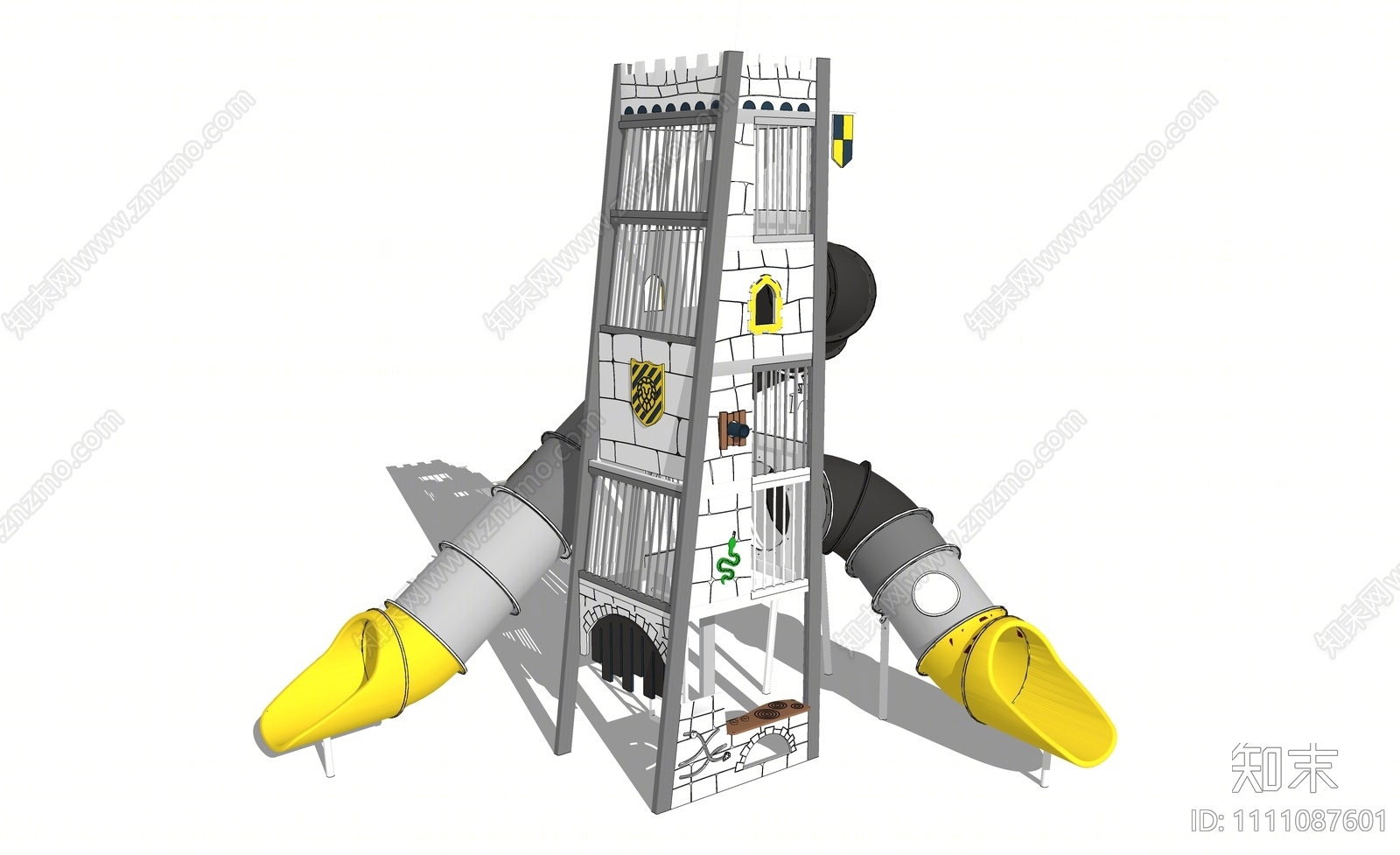 现代儿童滑梯SU模型下载【ID:1111087601】