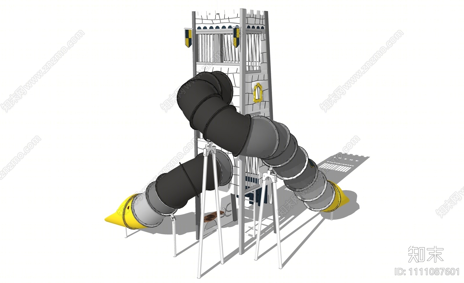 现代儿童滑梯SU模型下载【ID:1111087601】