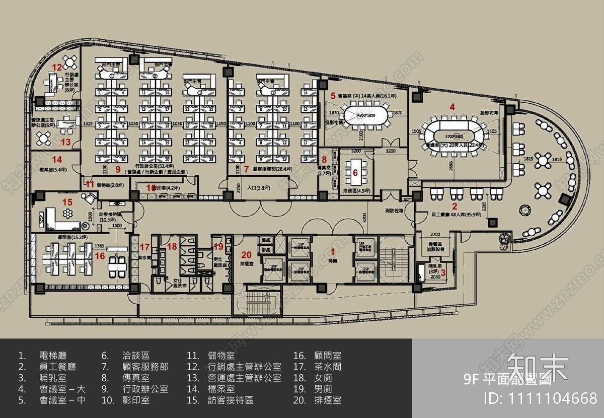 某12000㎡办公大楼CAD施工图cad施工图下载【ID:1111104668】