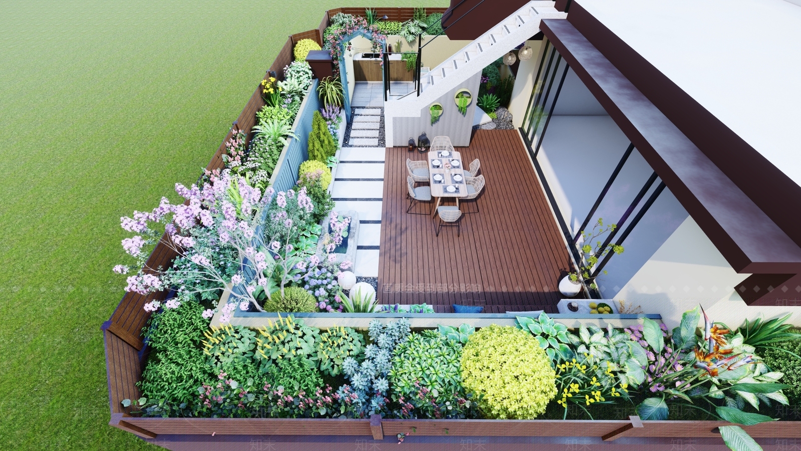 现代屋顶花园SU模型下载【ID:1111105552】