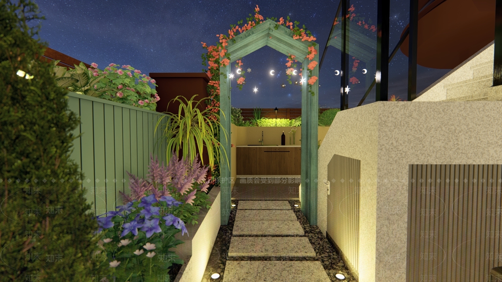 现代屋顶花园SU模型下载【ID:1111105552】