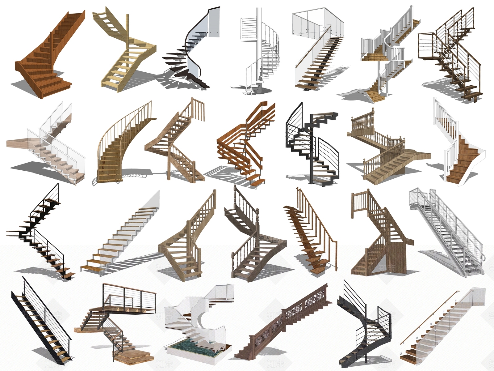 现代扶手楼梯SU模型下载【ID:1111106472】