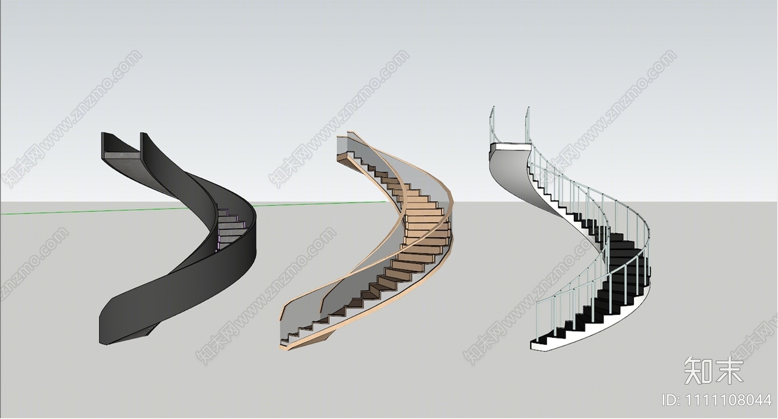现代多风格旋转楼梯SU模型下载【ID:1111108044】