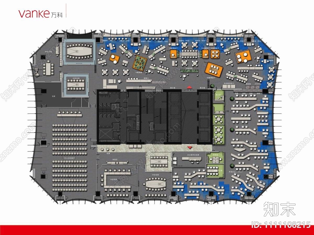 2000㎡创客办公室CAD施工图cad施工图下载【ID:1111108215】