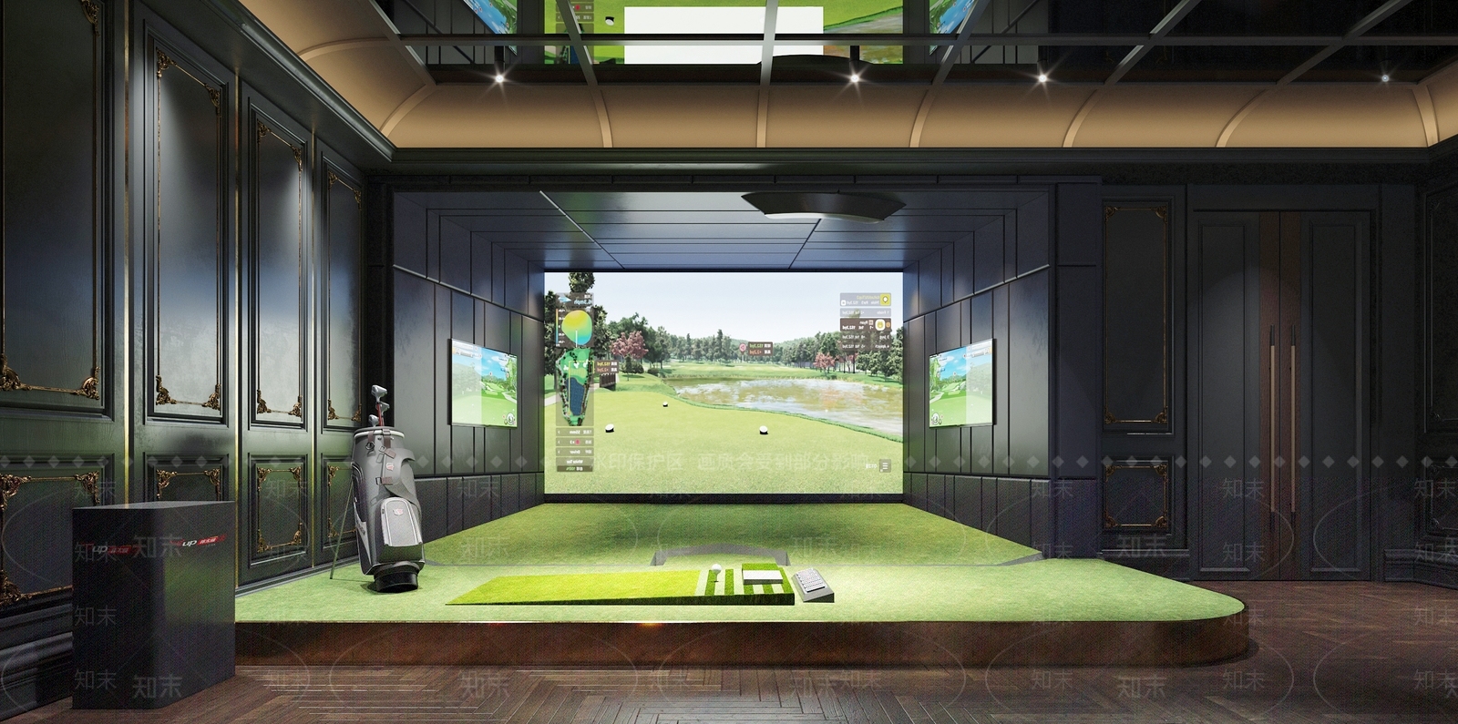 简欧室内高尔夫会所3D模型下载【ID:1111113672】