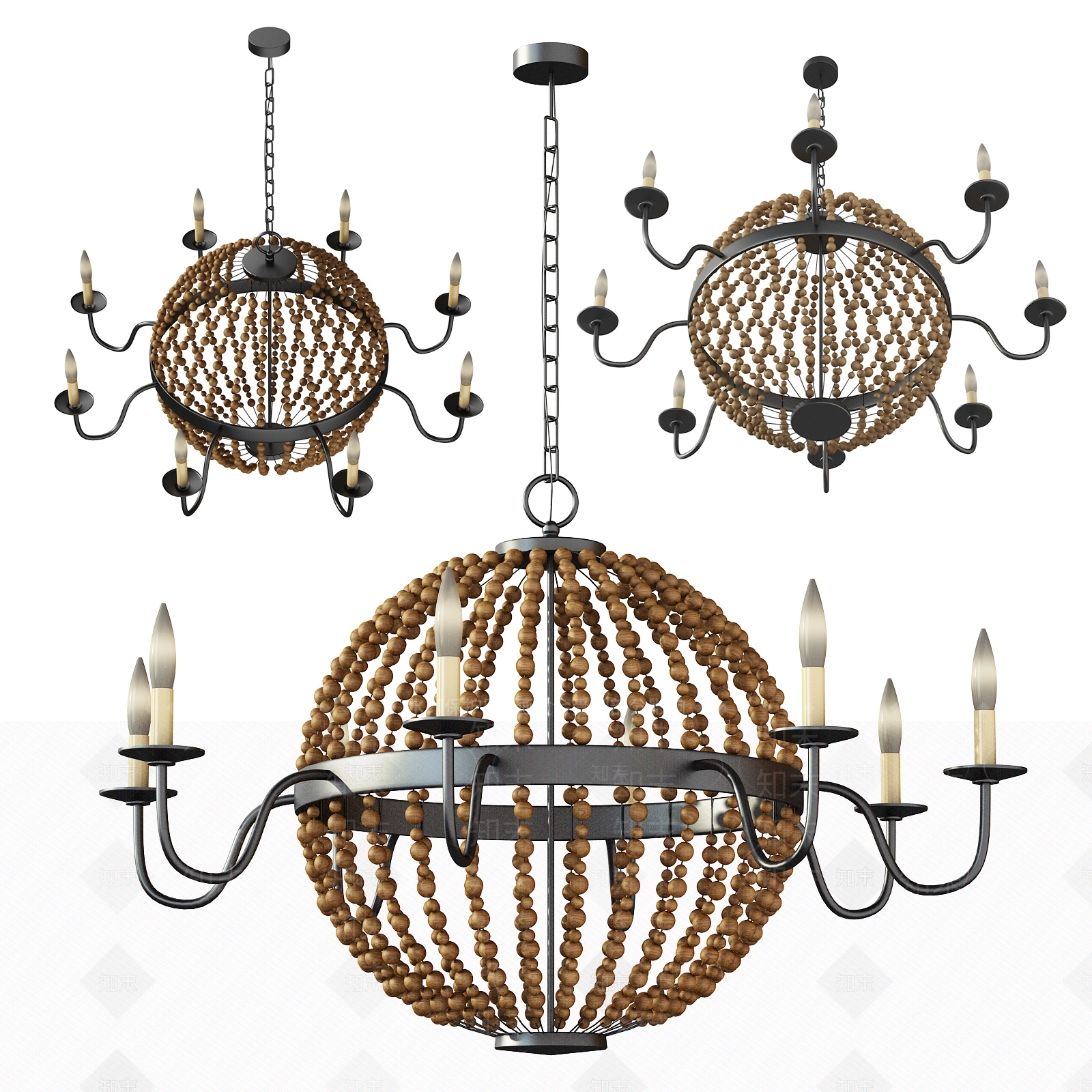 工业风蜡烛吊灯3D模型下载【ID:1111116954】
