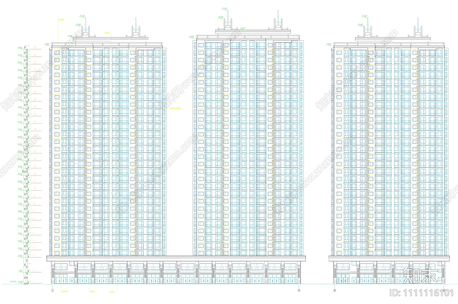 大底盘高层建筑结构图施工图下载【ID:1111116101】