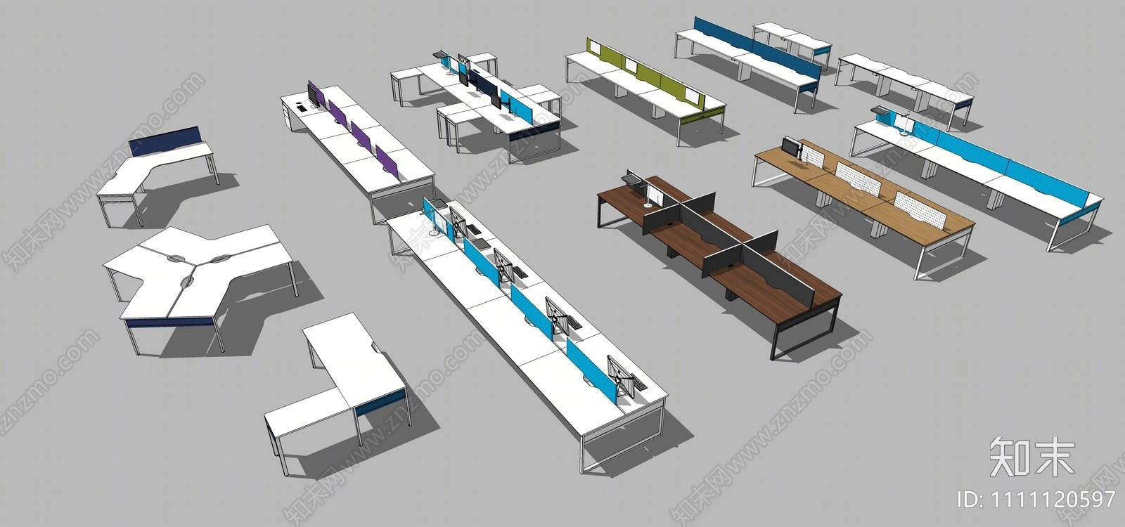 现代办公桌合集SU模型下载【ID:1111120597】