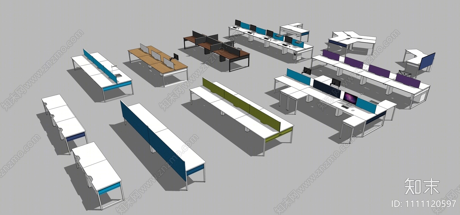 现代办公桌合集SU模型下载【ID:1111120597】