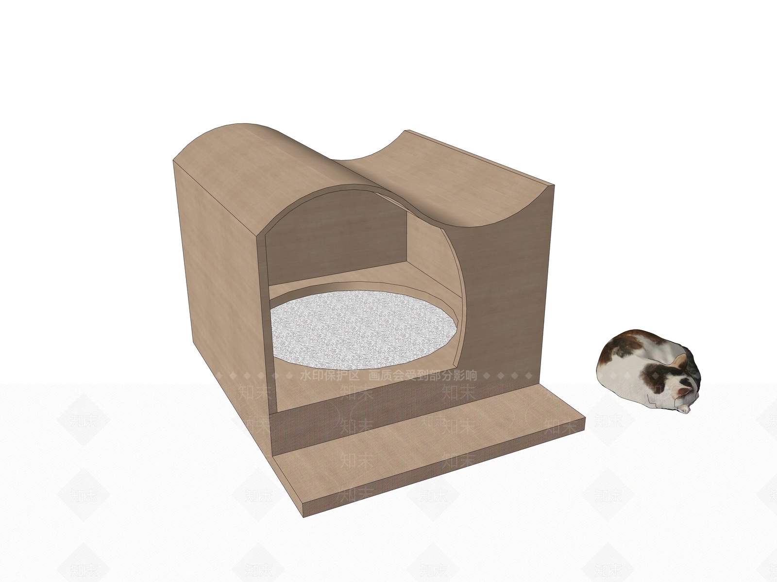 现代猫砂盆SU模型下载【ID:1111122959】