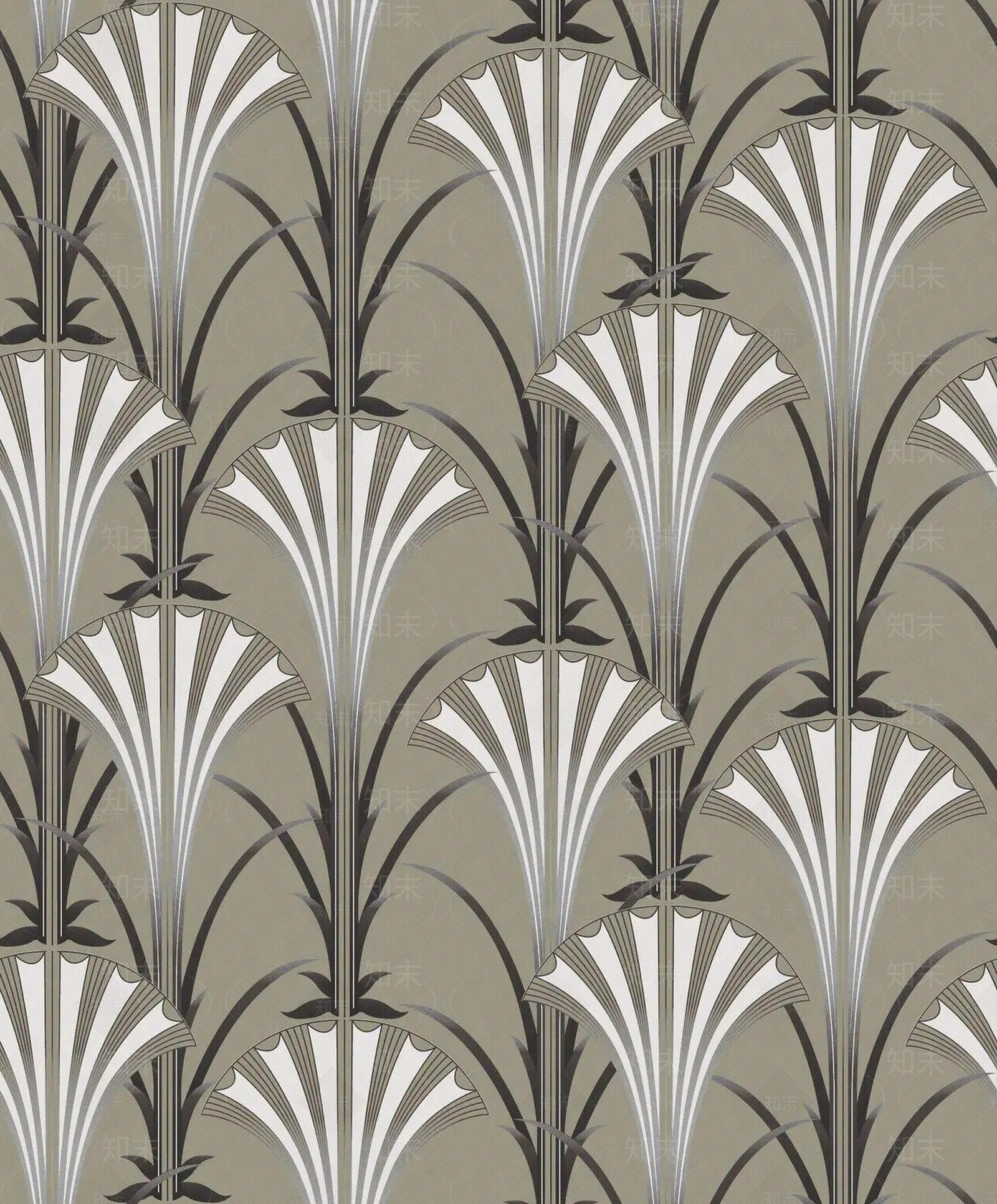 灰色欧式印花壁纸贴图下载【ID:1111124105】