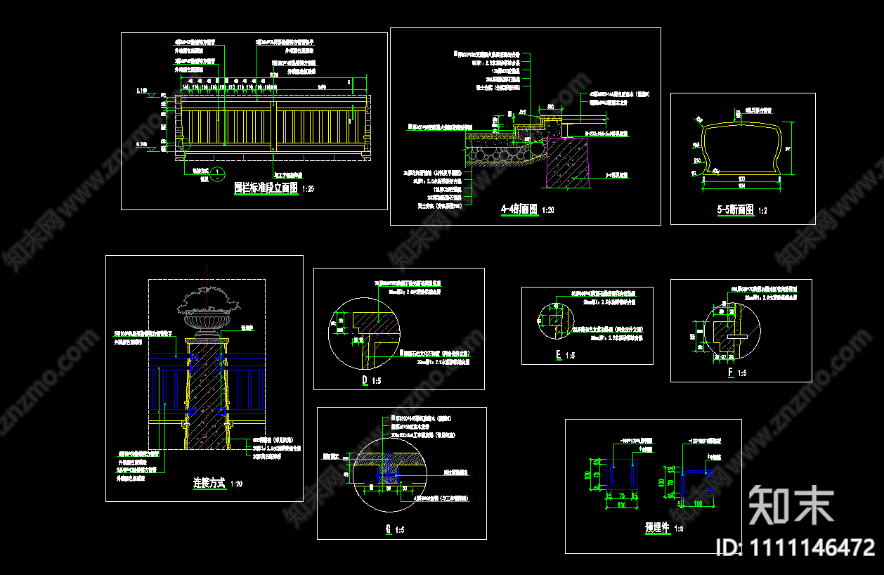 景观桥花钵柱钢桥结构图木地板欧式cad施工图下载【ID:1111146472】