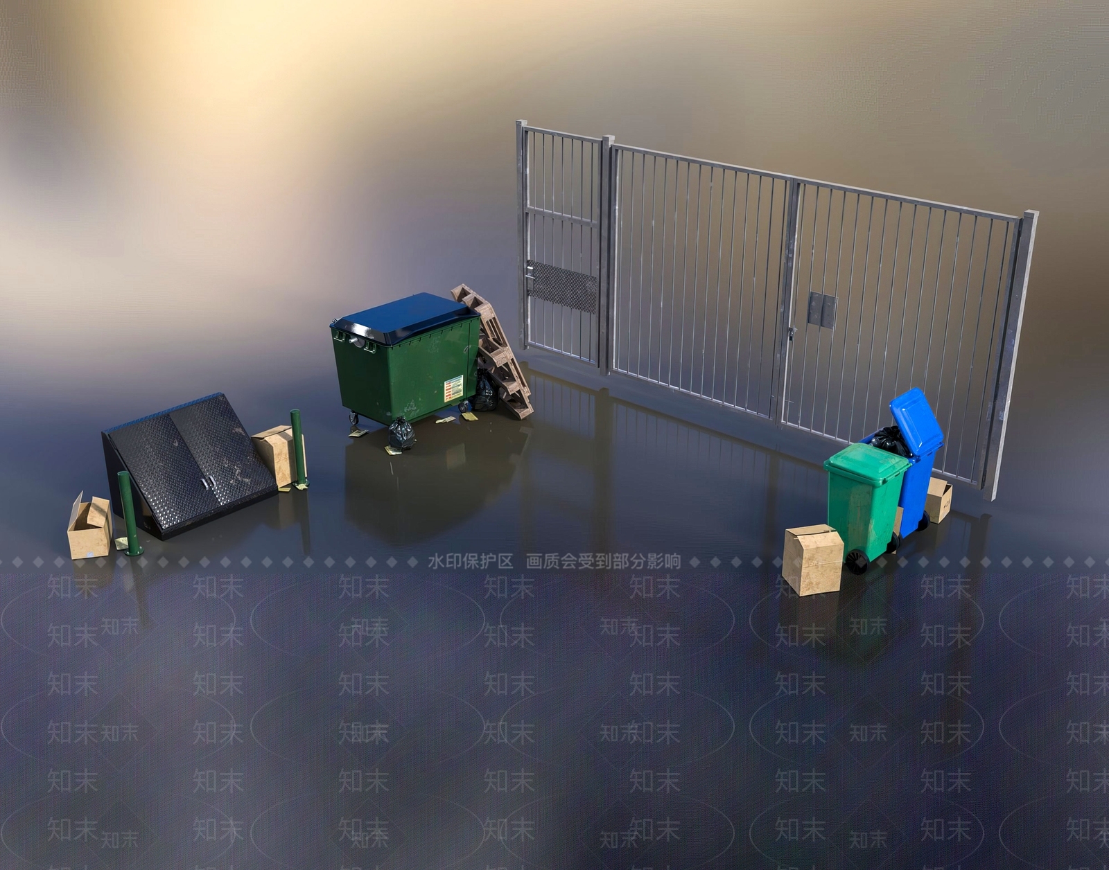 现代公用垃圾箱3D模型下载【ID:1111146860】