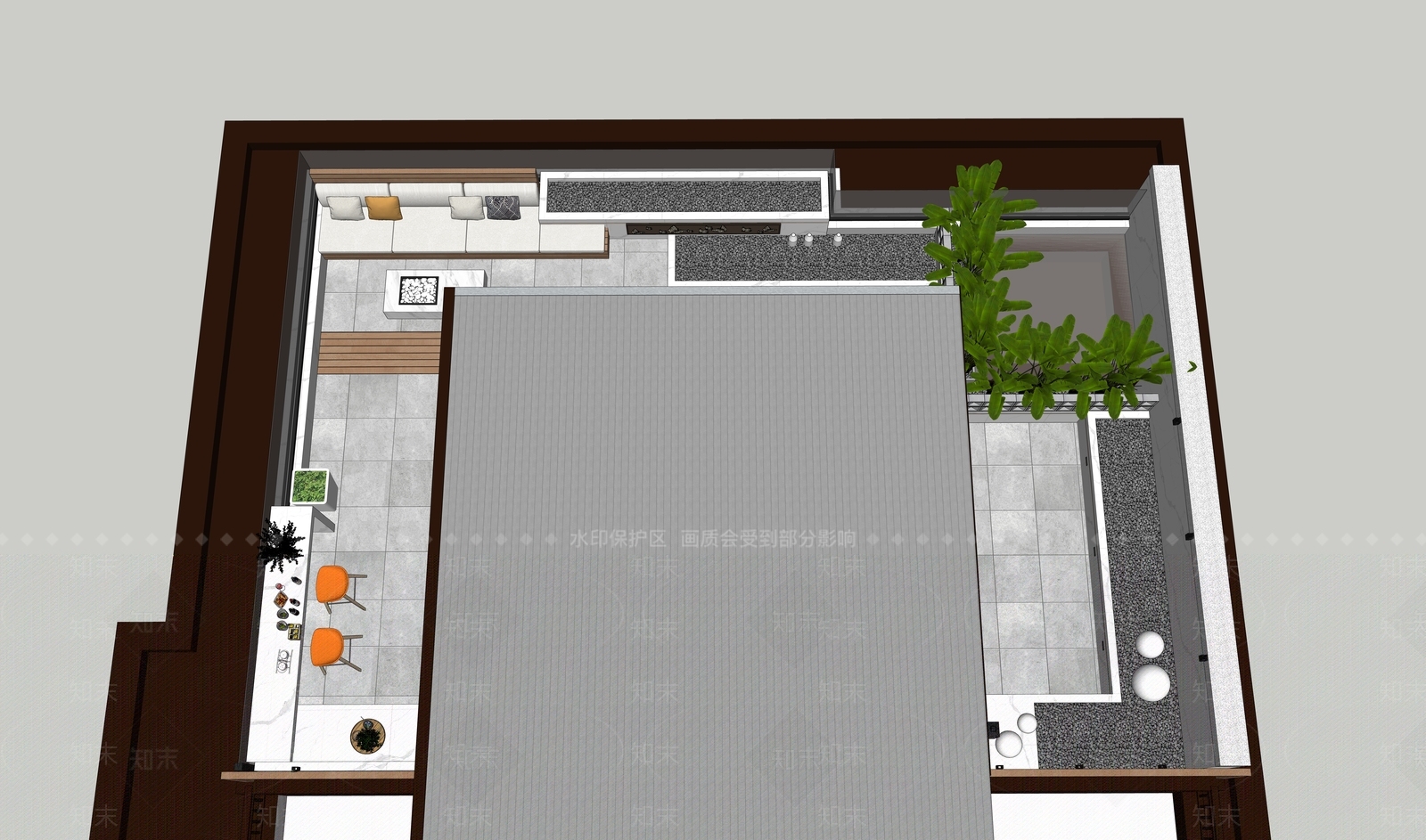 现代屋顶花园SU模型下载【ID:1111147004】