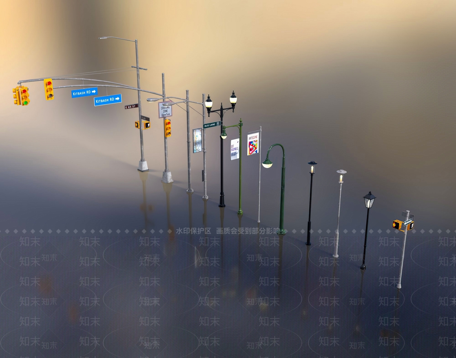 现代路灯3D模型下载【ID:1111146843】