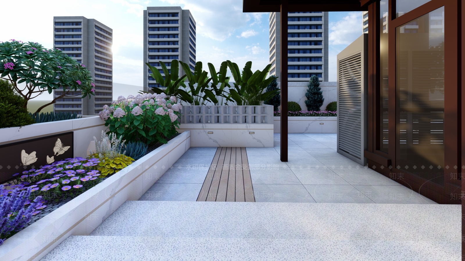现代屋顶花园SU模型下载【ID:1111147004】