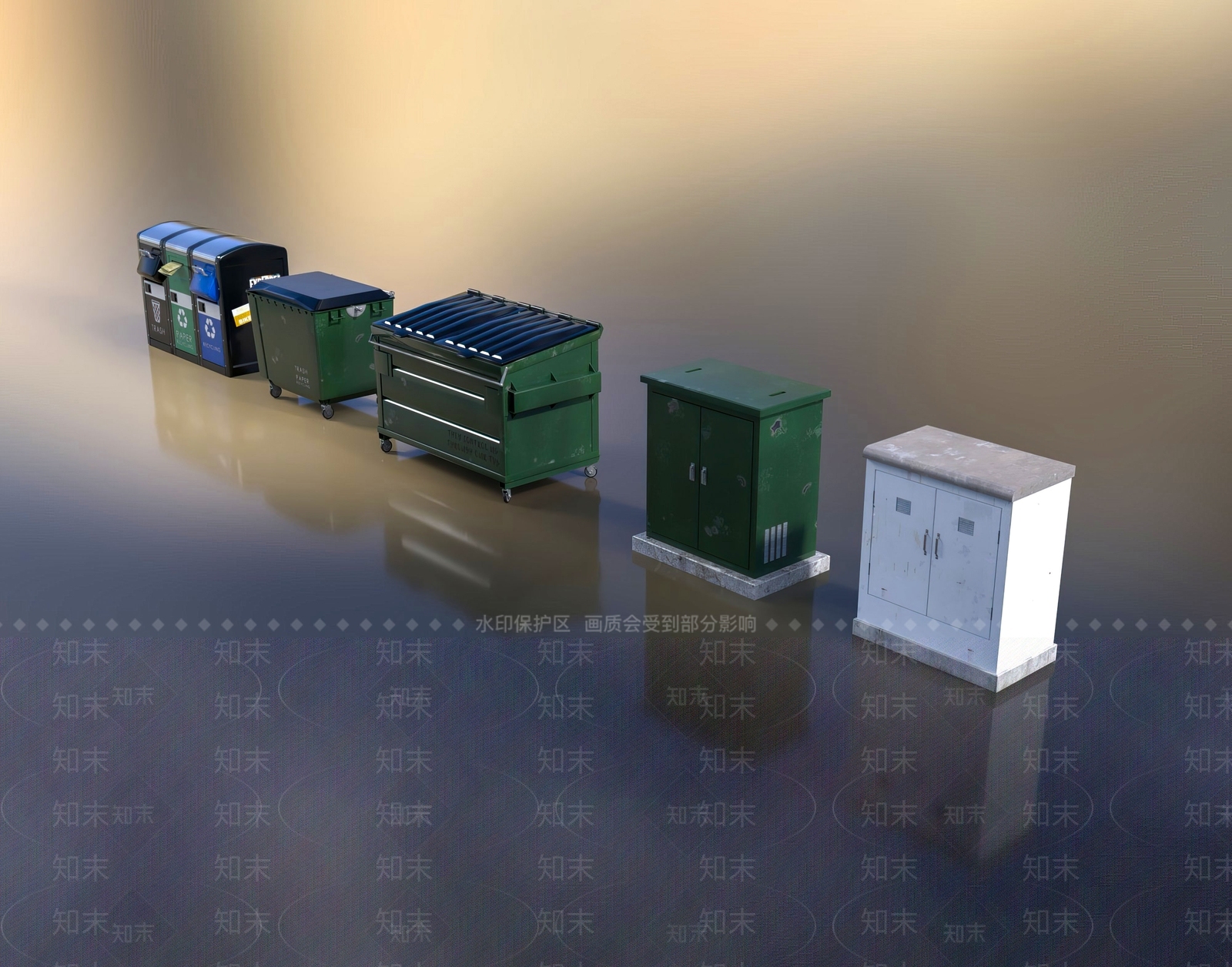 现代公用器材3D模型渲染效果图