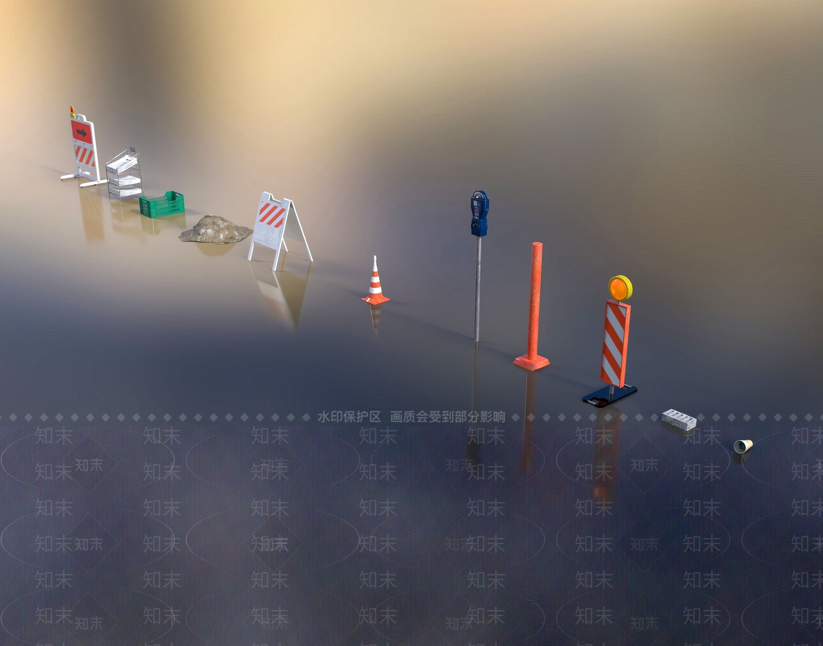 现代路障3D模型下载【ID:1111147710】